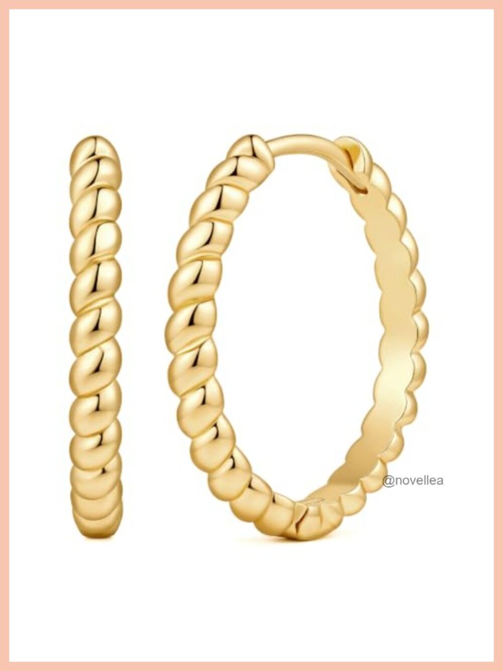 14K Gold Plated Hoop Earrings for Women Twisted Rope Design